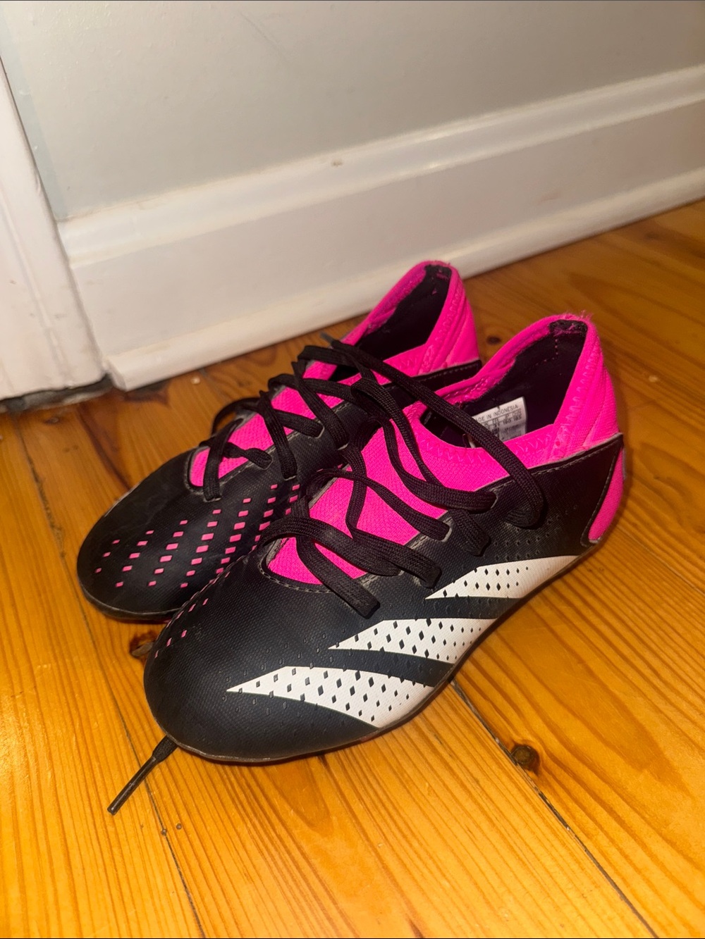 Women’s Black and Hot Pink Athletic Soccer Cleats